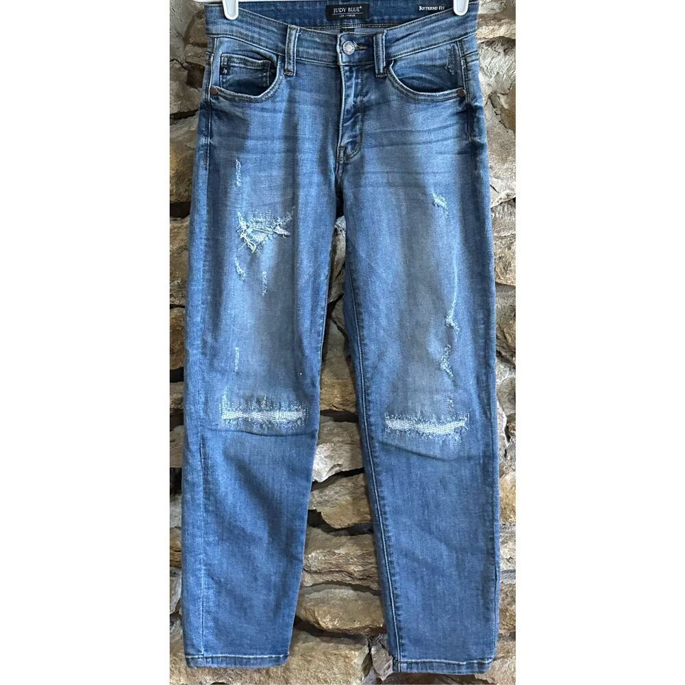 Women's Judy Blue Distressed Boyfriend Fit Cropped Jeans Size 1/25